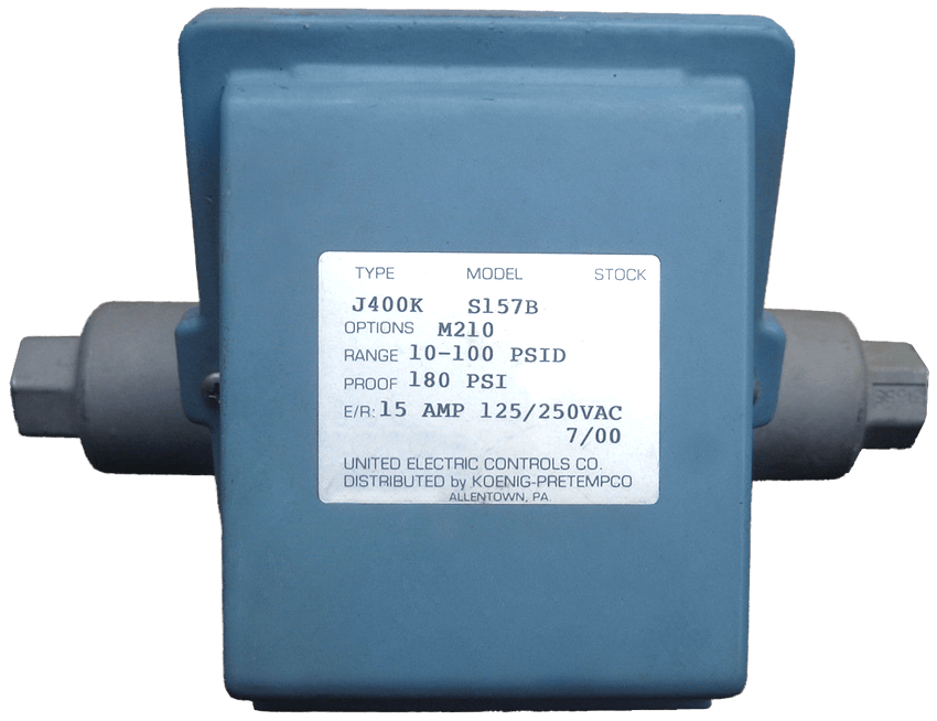 United Electric Differential Pressure Switch, 400 Series Type J400K Models S147B & S157B